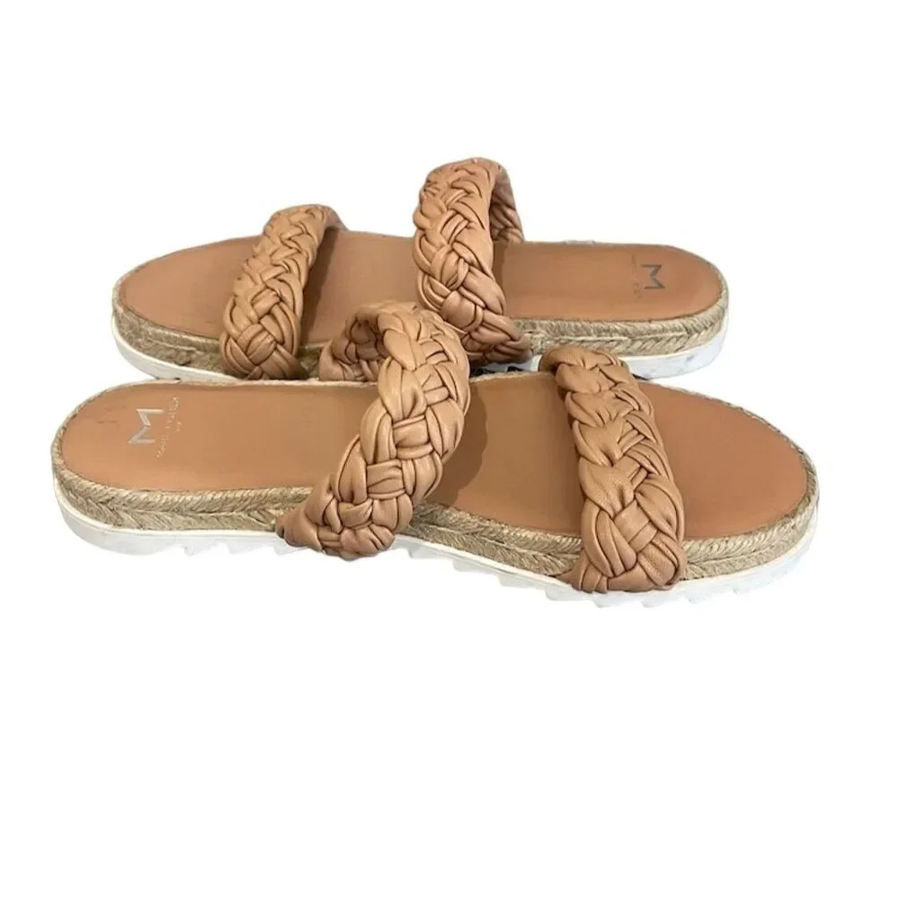Marc Fisher Jaime Women's Tan Braided Leather Espadrille Sandals Size 9.5